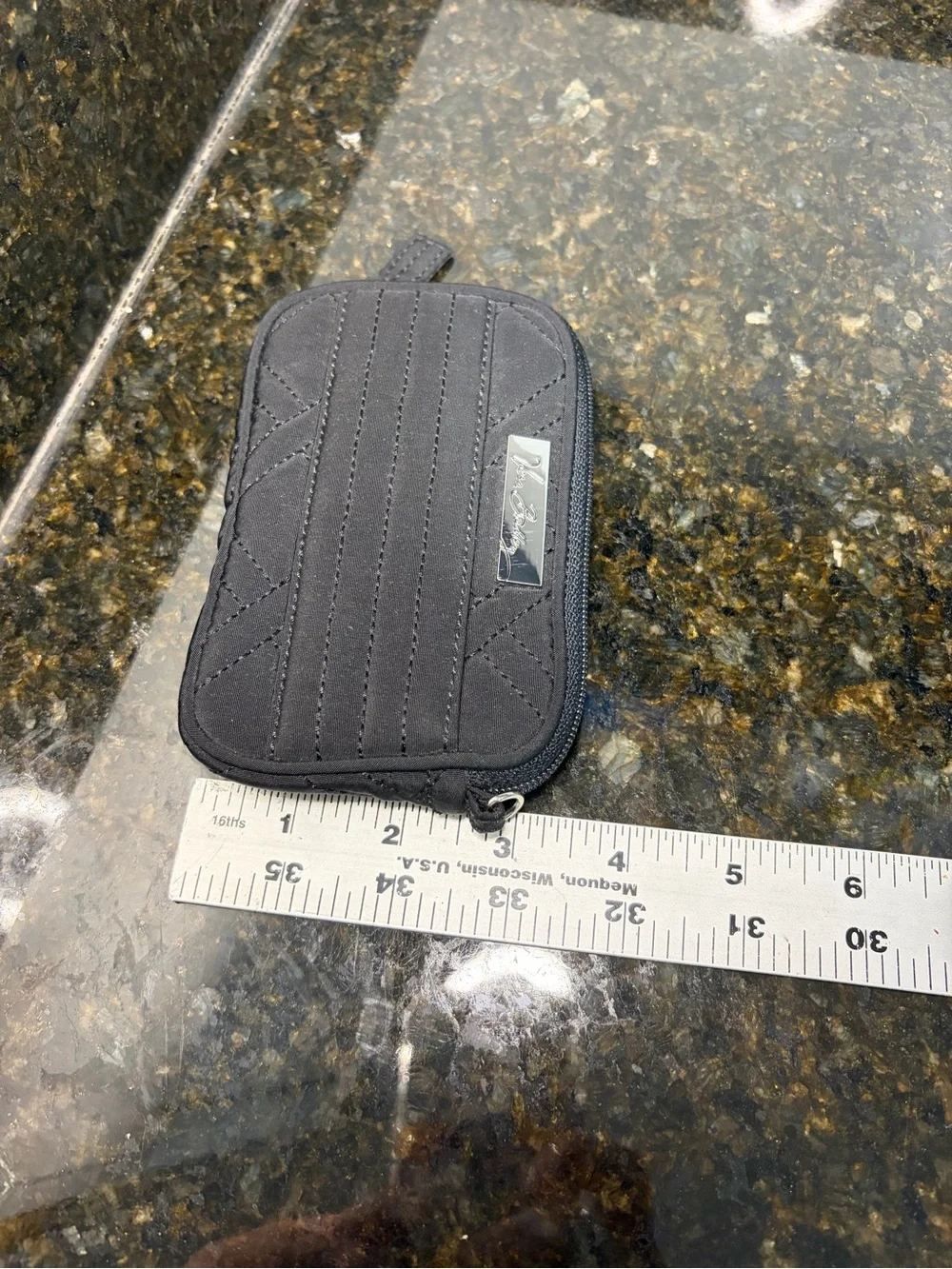 VERA BRADLEY Quilted Black Zip Wallet